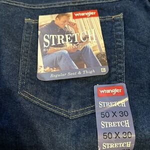 NWT Wrangler Jeans 50 X 30 Relaxed Regular Seat And Thigh Blue Stretch 85900DW‎